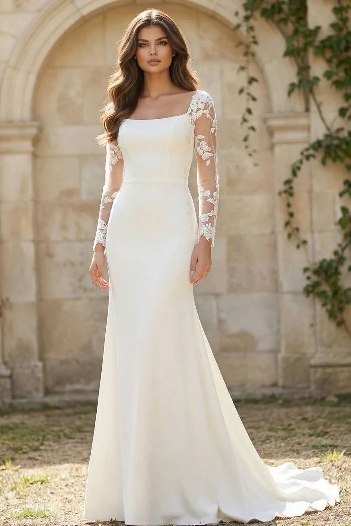 Jovani JB42297 Long Sleeve Sheath Bridal Dress
