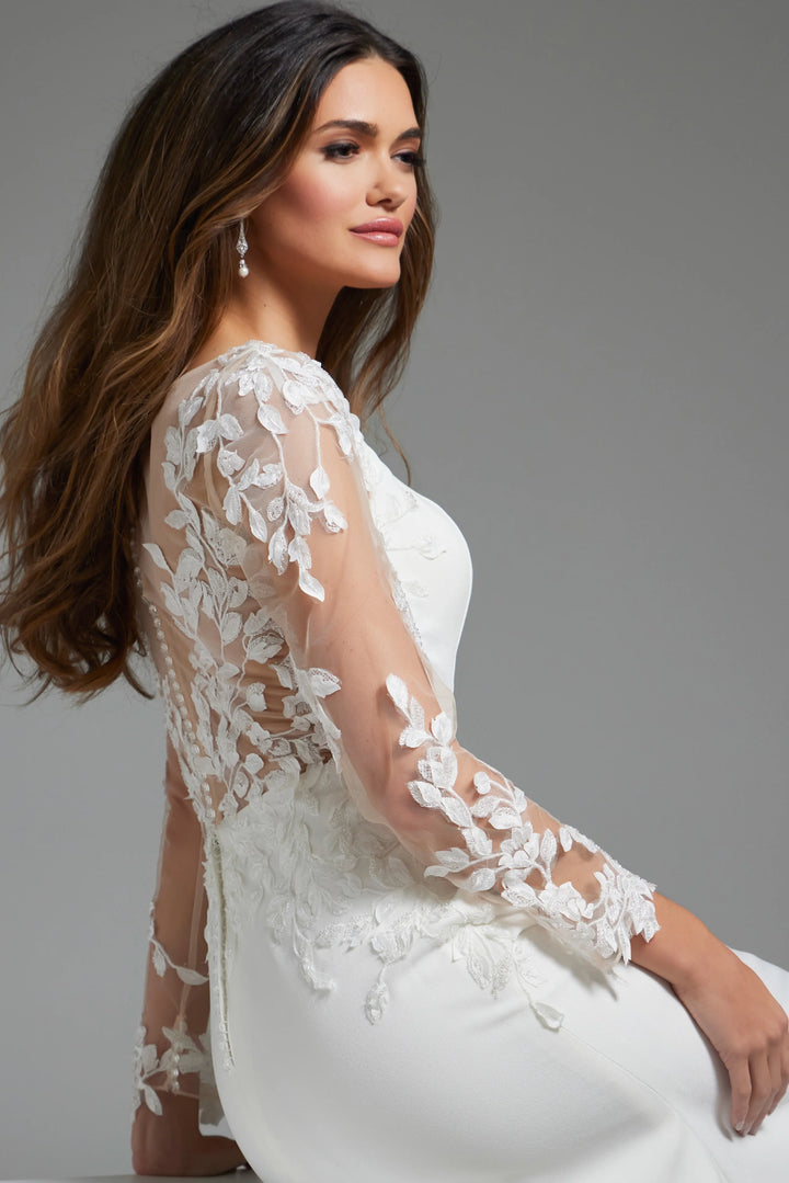 Jovani JB42297 Long Sleeve Sheath Bridal Dress
