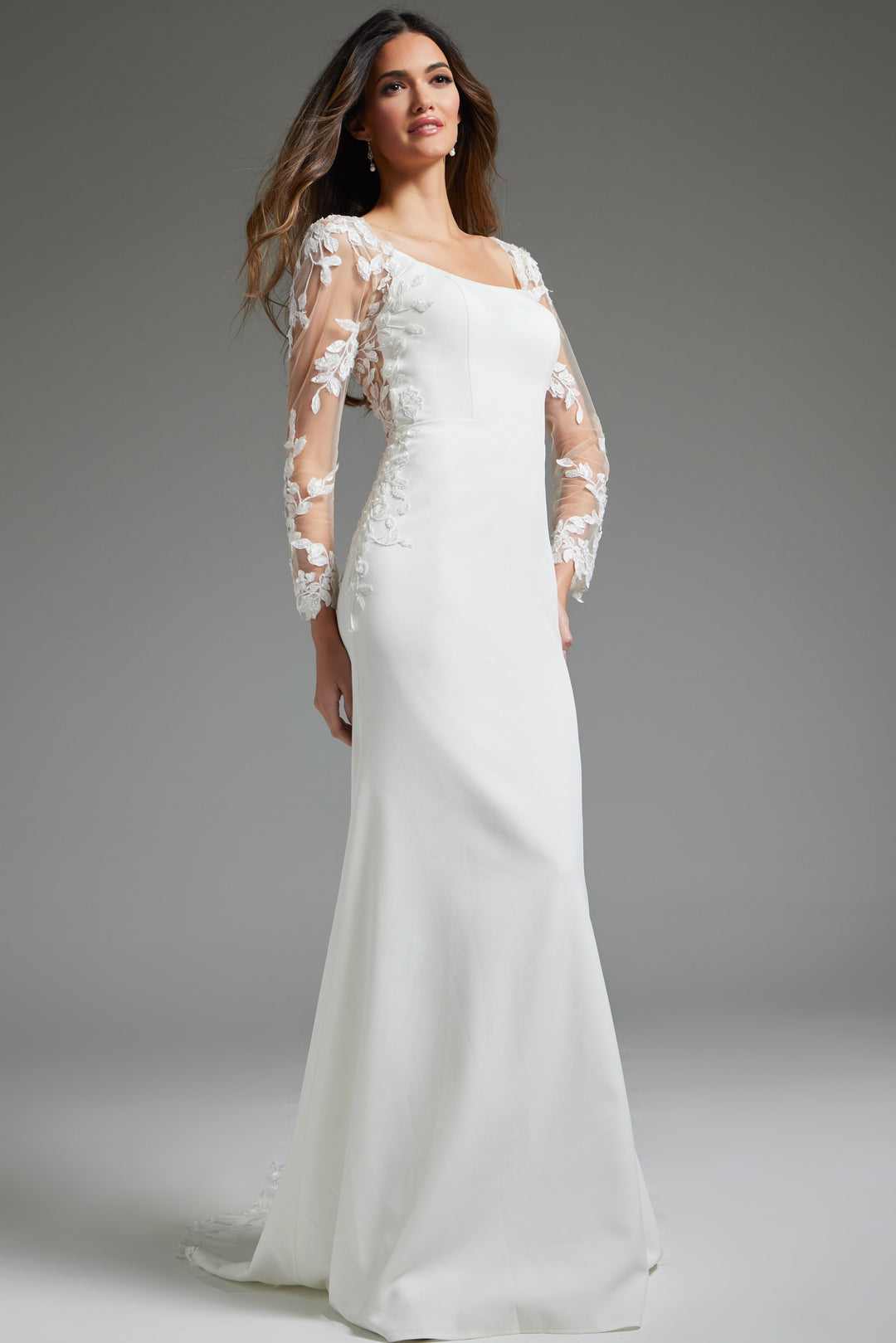 Jovani JB42297 Long Sleeve Sheath Bridal Dress