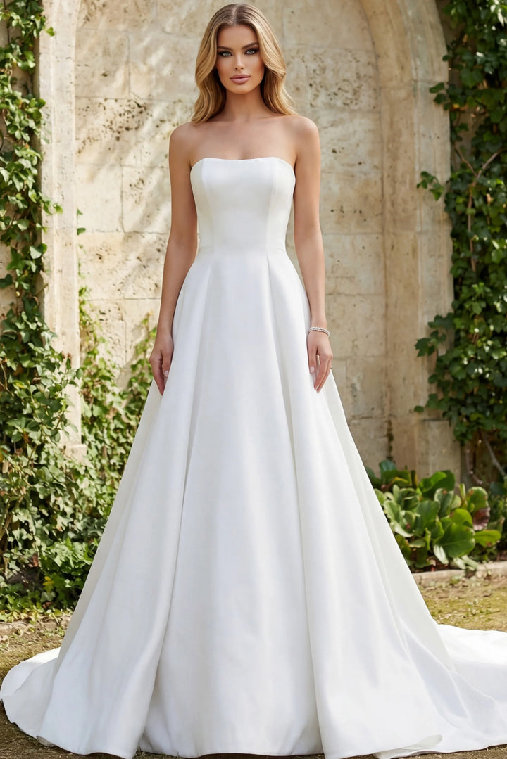 Jovani JB42346 A Line Strapless Bridal Dress