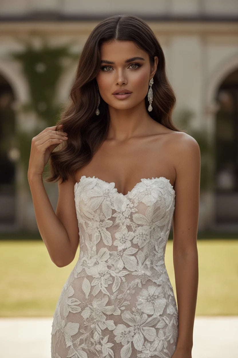 Jovani JB99063 Floral Lace Bridal Gown With Sparkle Tulle