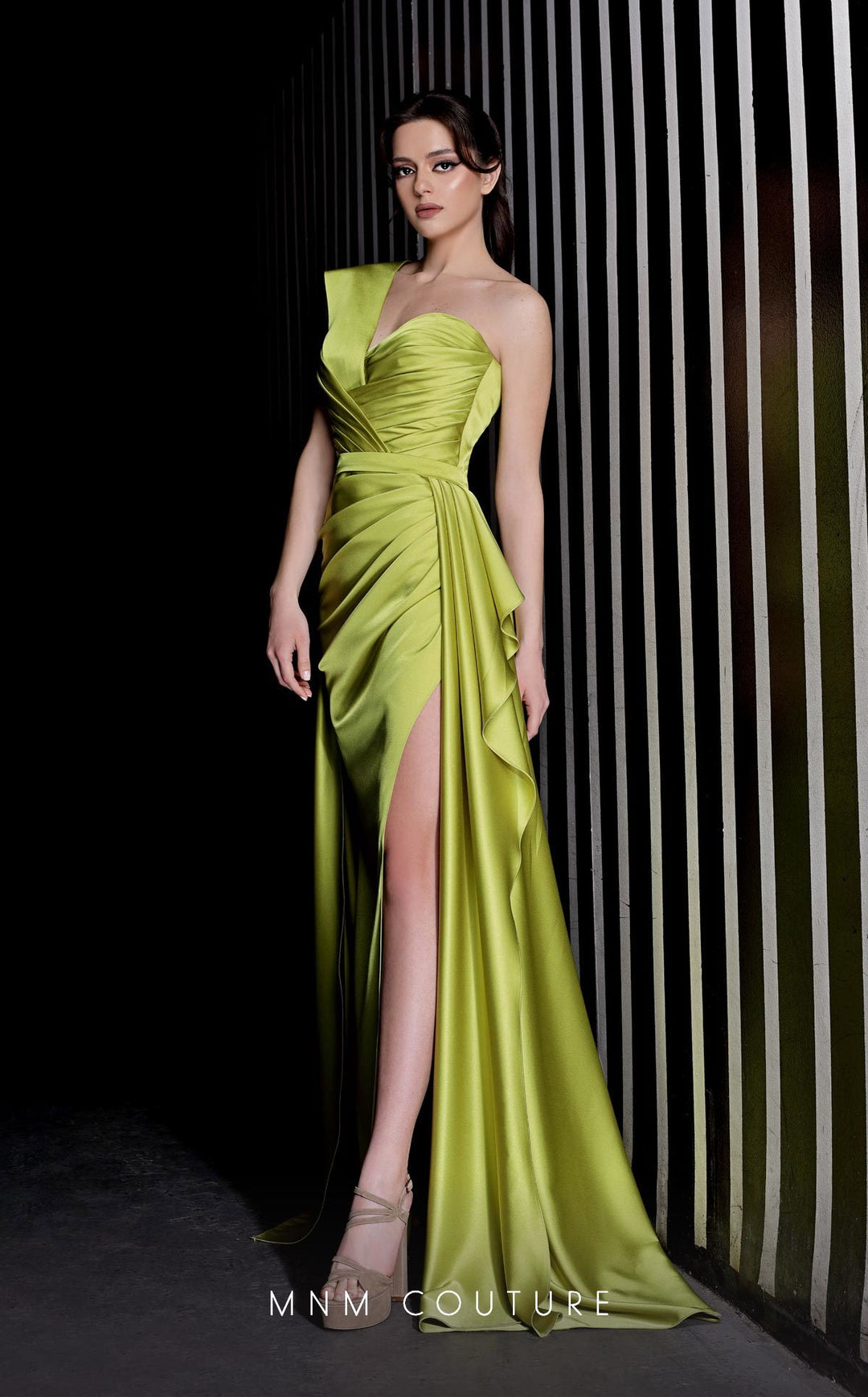 MNM Couture K3979 : Refined Sophistication with a Satin One-Shoulder Gown. - FOSTANI.com