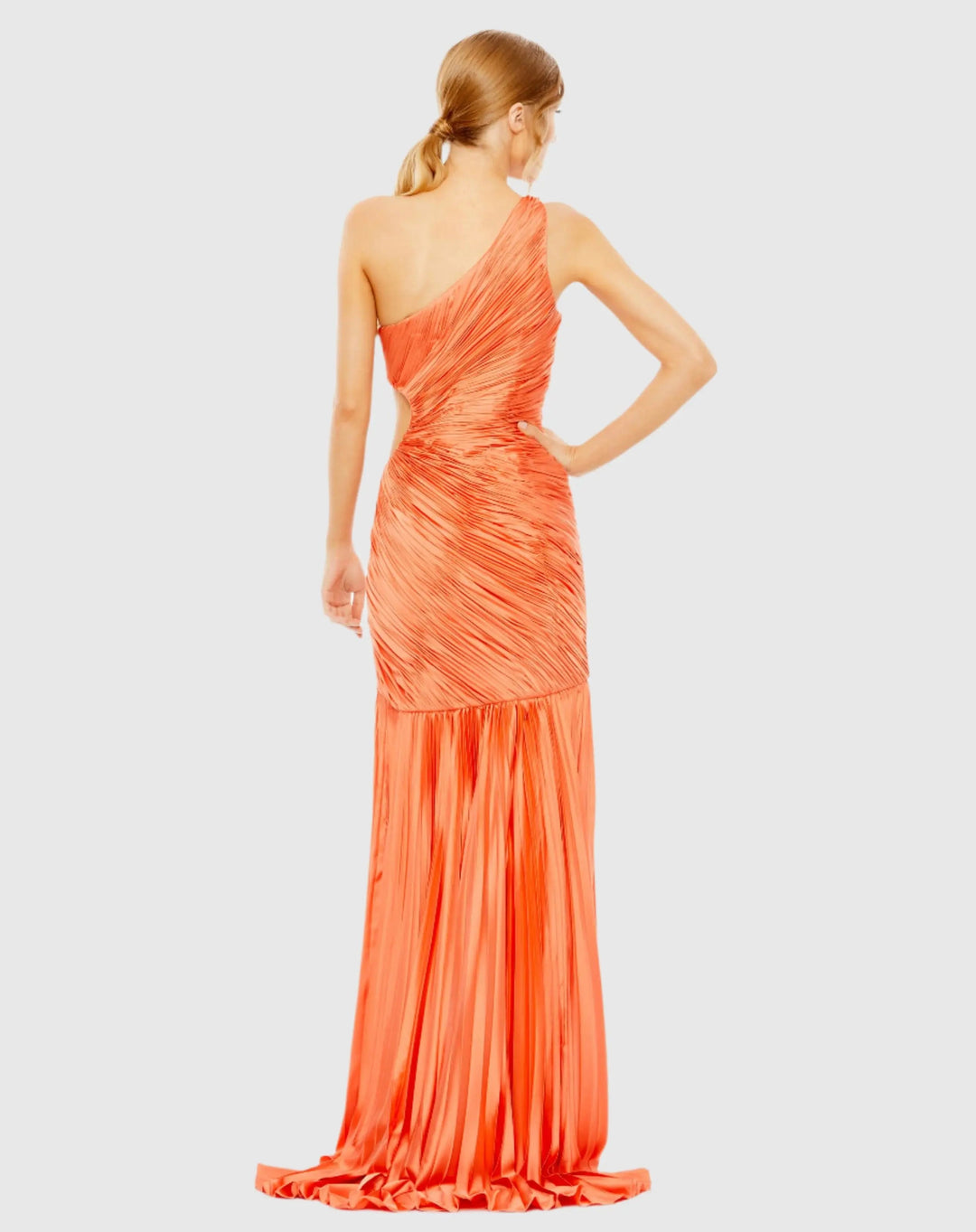 Mac Duggal 49683 Side Cut-Out One-Shoulder Pleated Gown