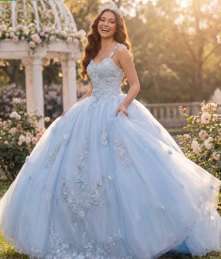 Jovani Q39393 Quinceañera Dress with Floral Appliques
