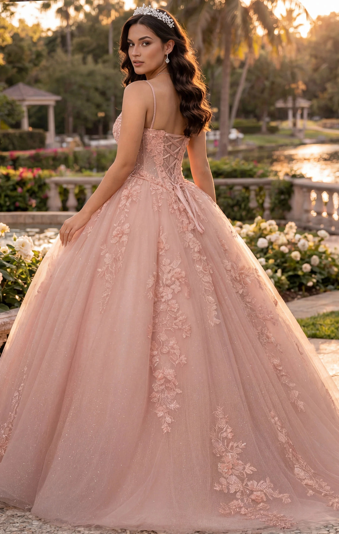 JovaniQ43431 Quinceañera Dress with Floral Appliques