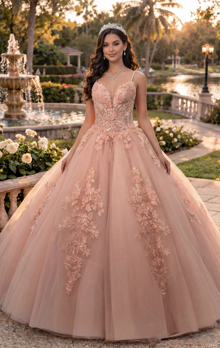 JovaniQ43431 Quinceañera Dress with Floral Appliques