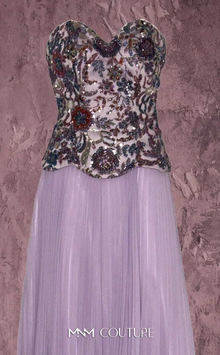 MNM Couture Q7778 Beaded Corset Chiffon Dress