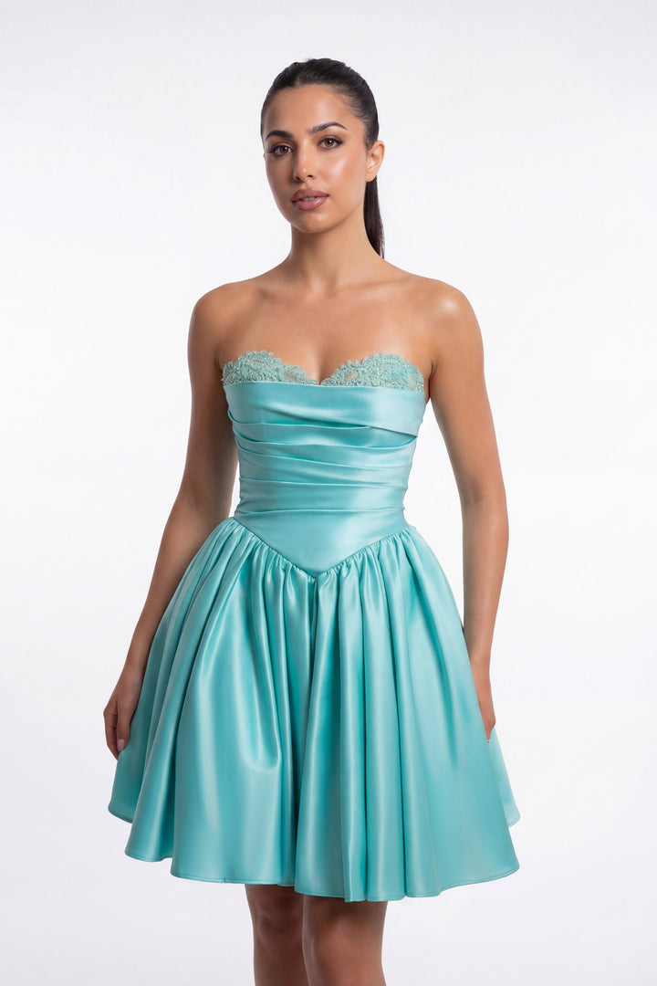 Portia & Scarlett XO215 draped sweetheart A-line homecoming dress additional view 5