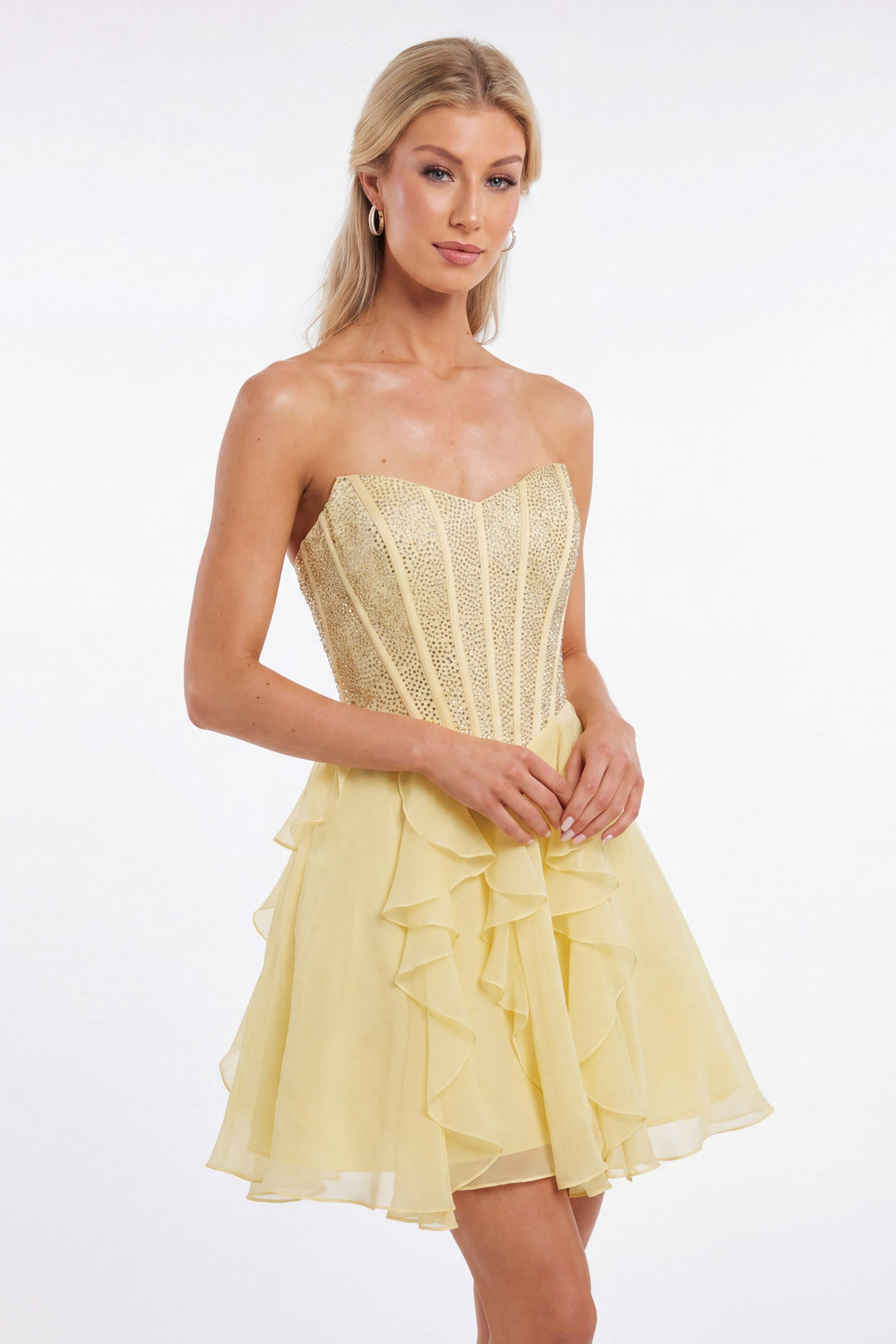 Portia & Scarlett XO217 corset cascading ruffle homecoming dress additional view 3
