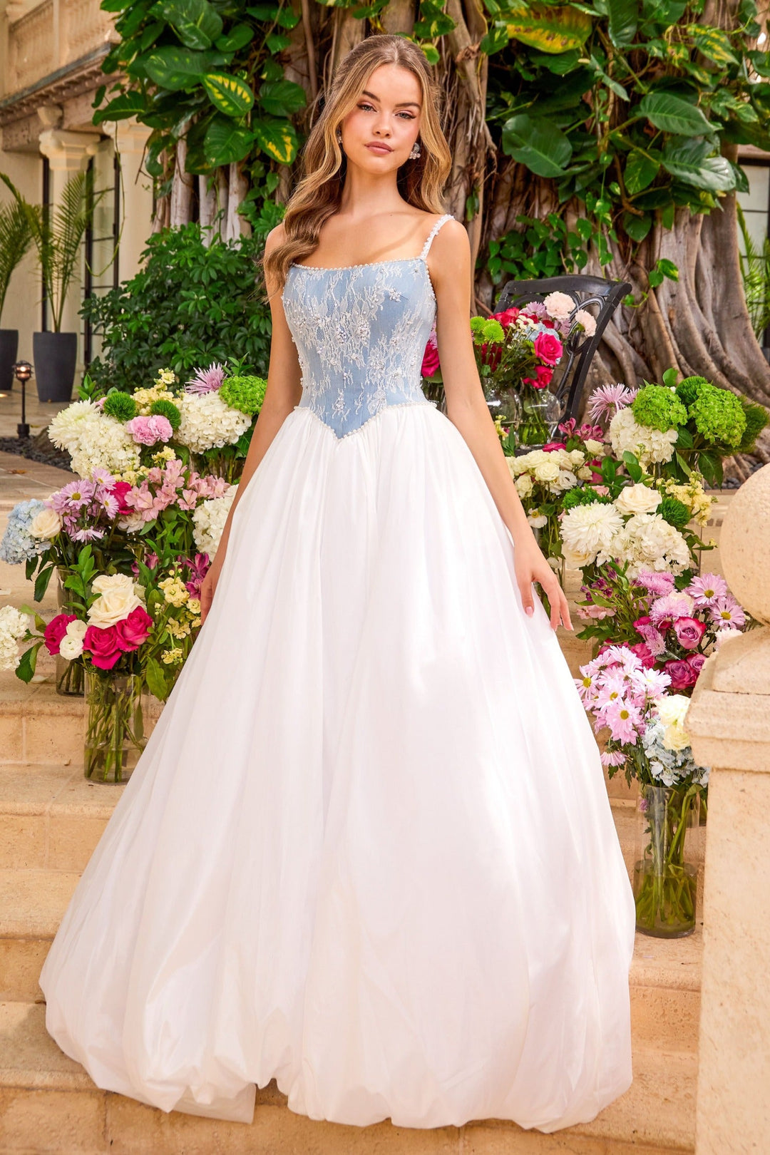 Ava Presley 42519 lace corset tulle ball gown front view 2