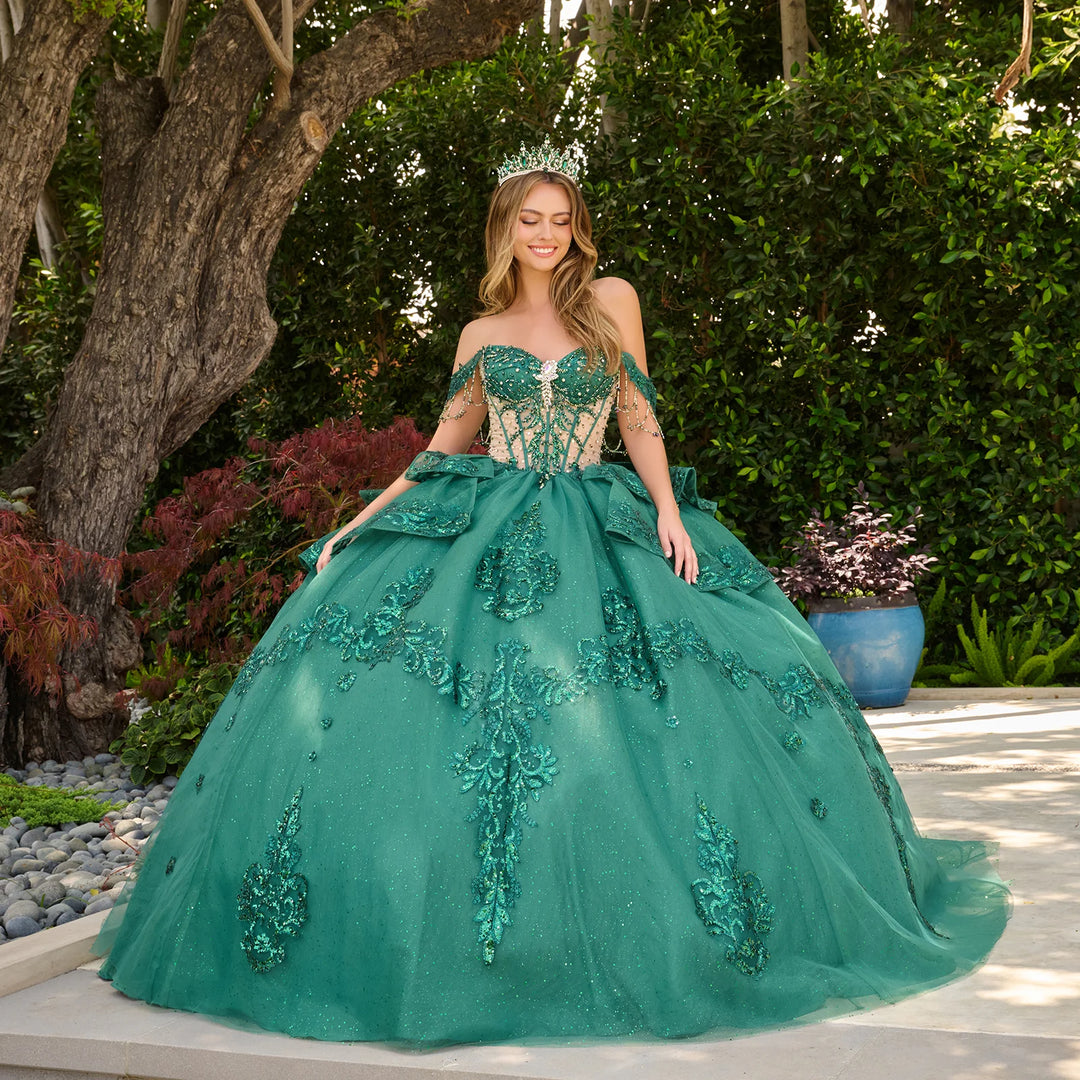 GLS Collective GL3846 sweetheart corset quinceanera ball gown full front view