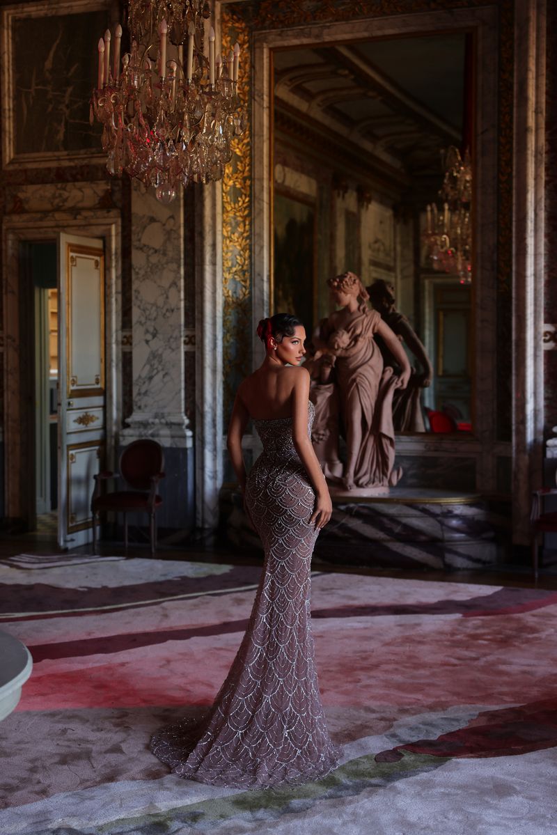 Chic & Holland HF110656 Pearl Beaded Couture Dress