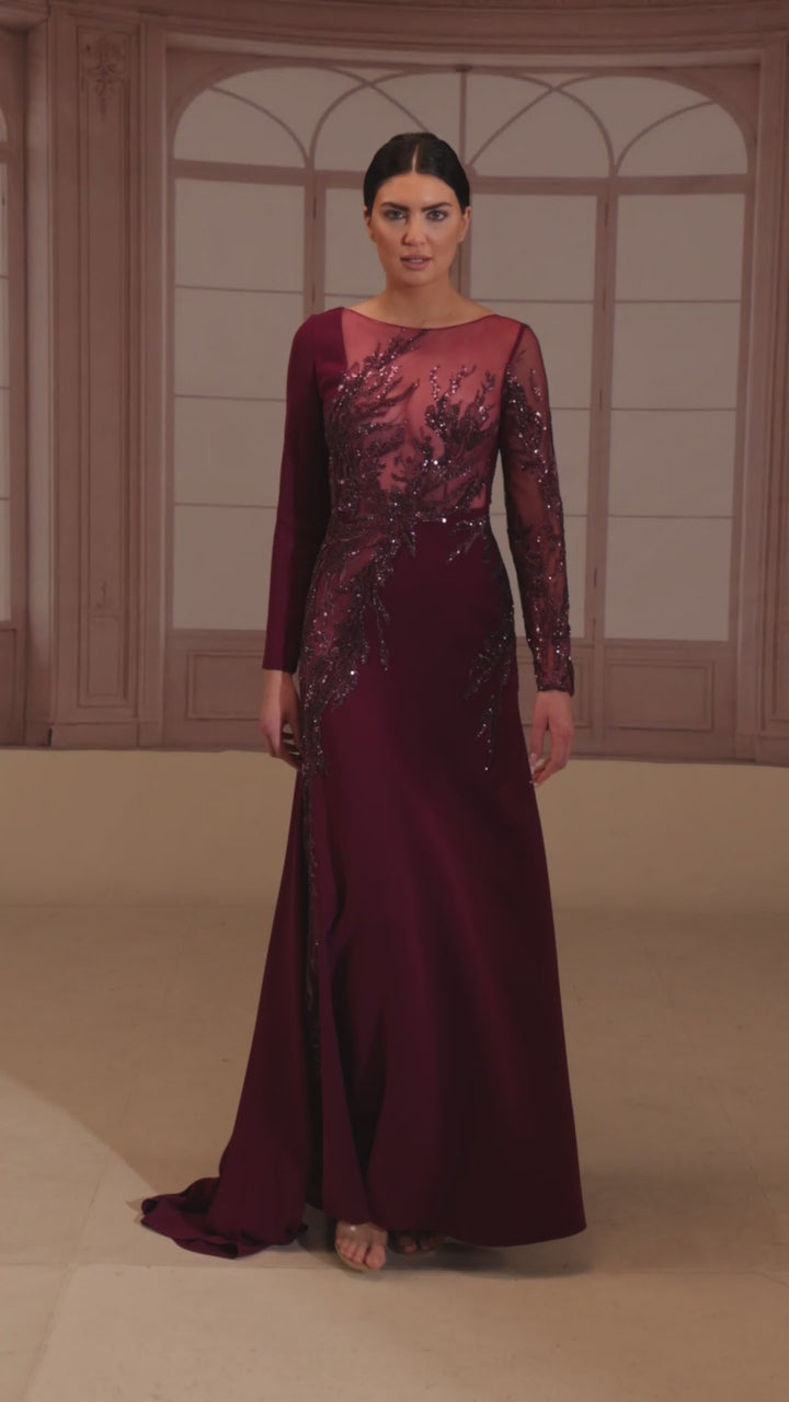 Reverie Couture FW283 Embroidered Taffeta Silk Dress