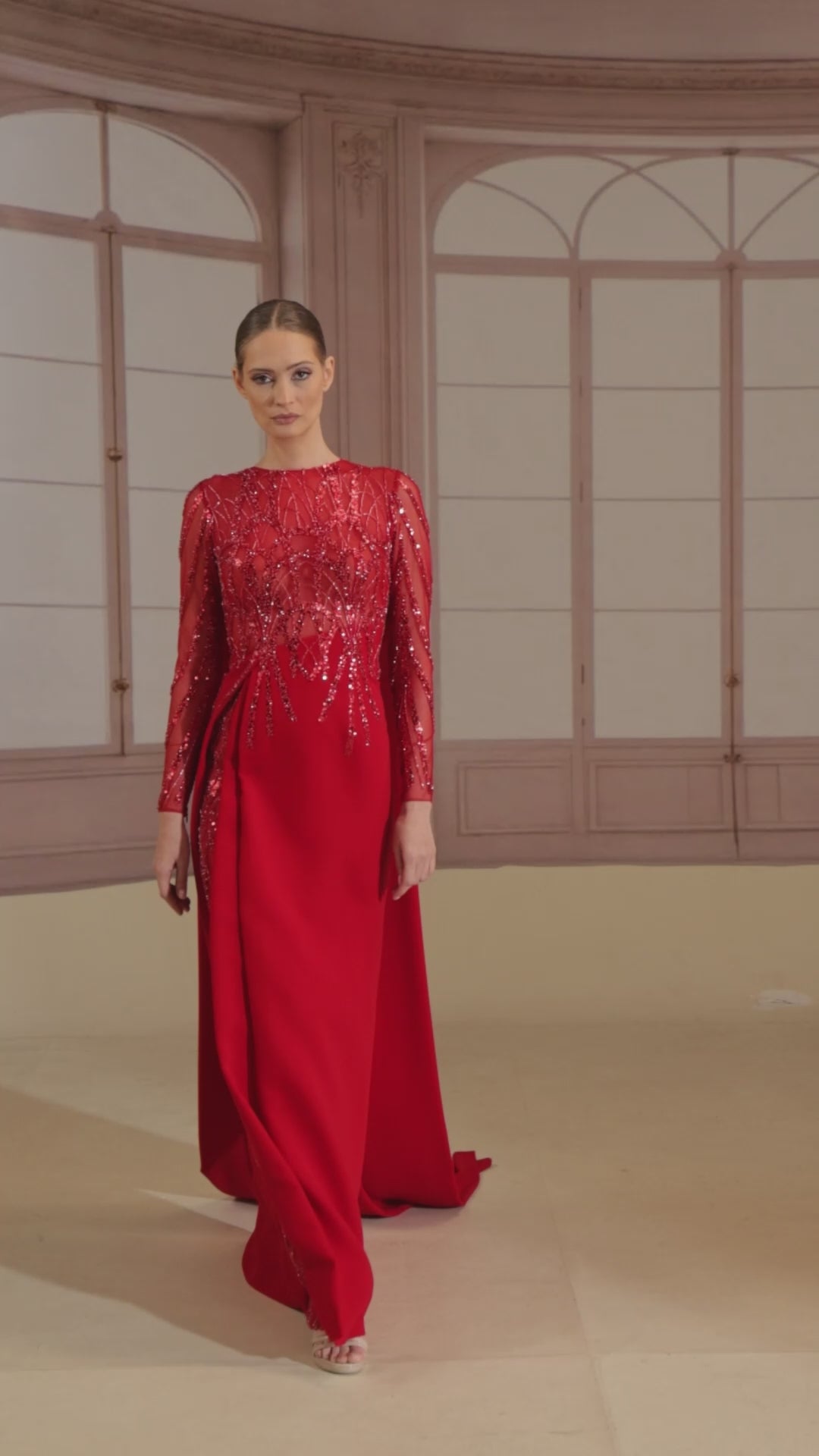 Reverie Couture FW295 Beaded Satin Dress
