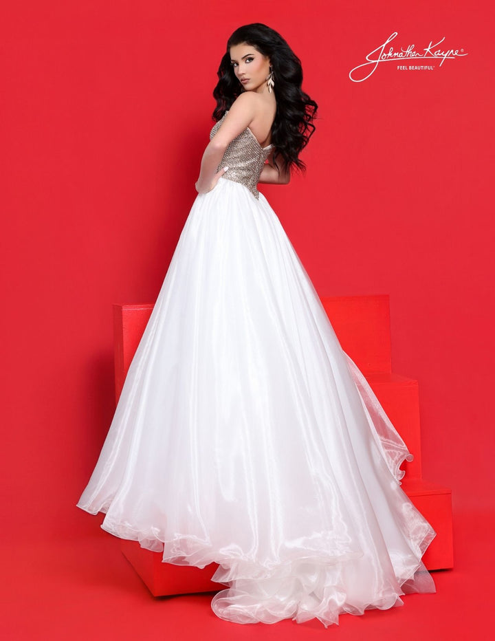 Johnathan Kayne 3325 strapless crystal bodice ball gown back view