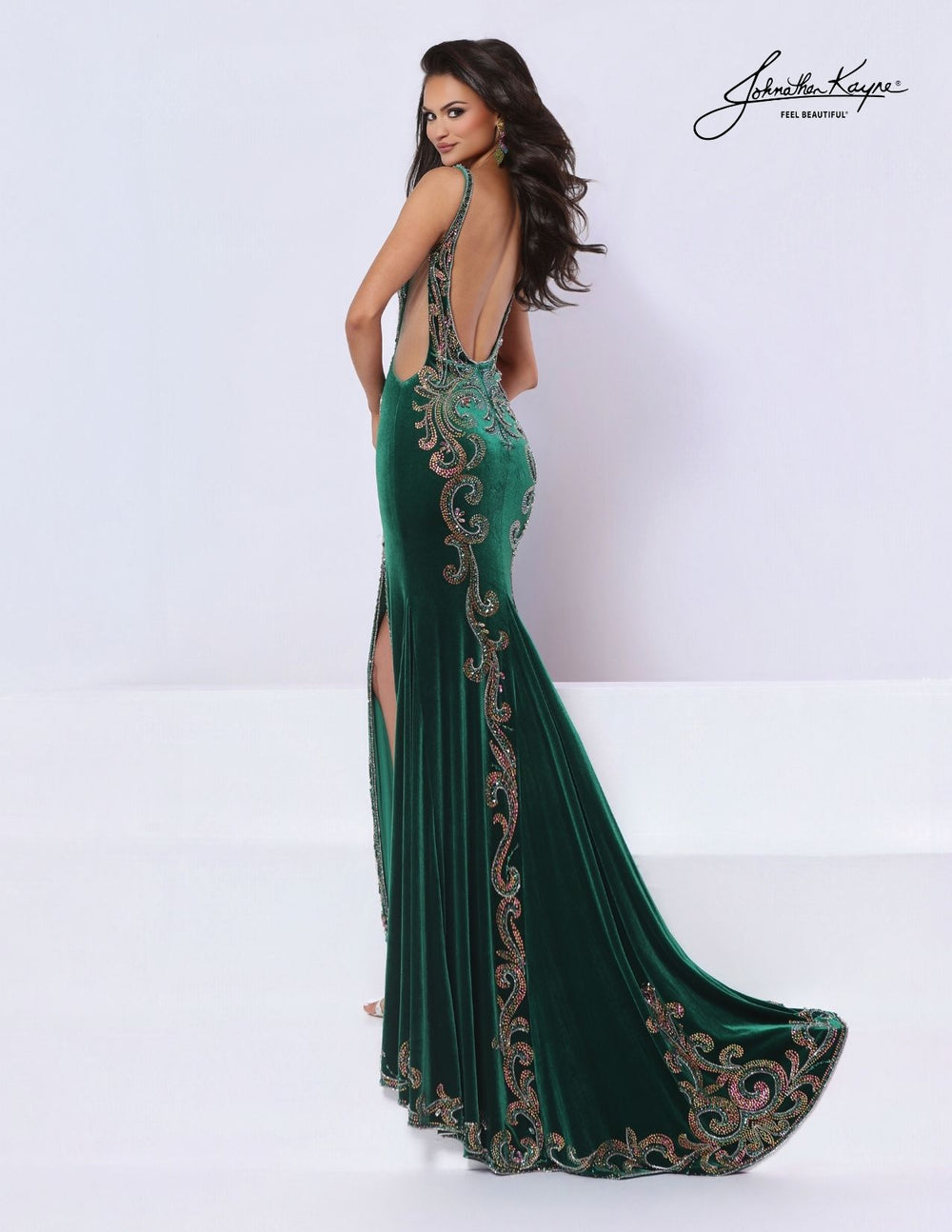 Johnathan Kayne 3380 sweetheart crystal evening gown back view