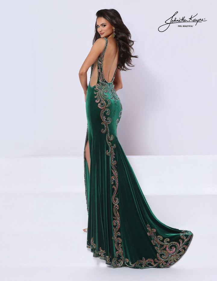Johnathan Kayne 3380 sweetheart crystal evening gown back view