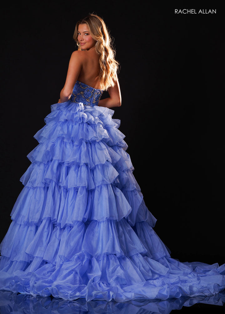 Rachel Allan 50431 Strapless Tiered Ruffle Ball Gown Pageant Dress - FOSTANI.com